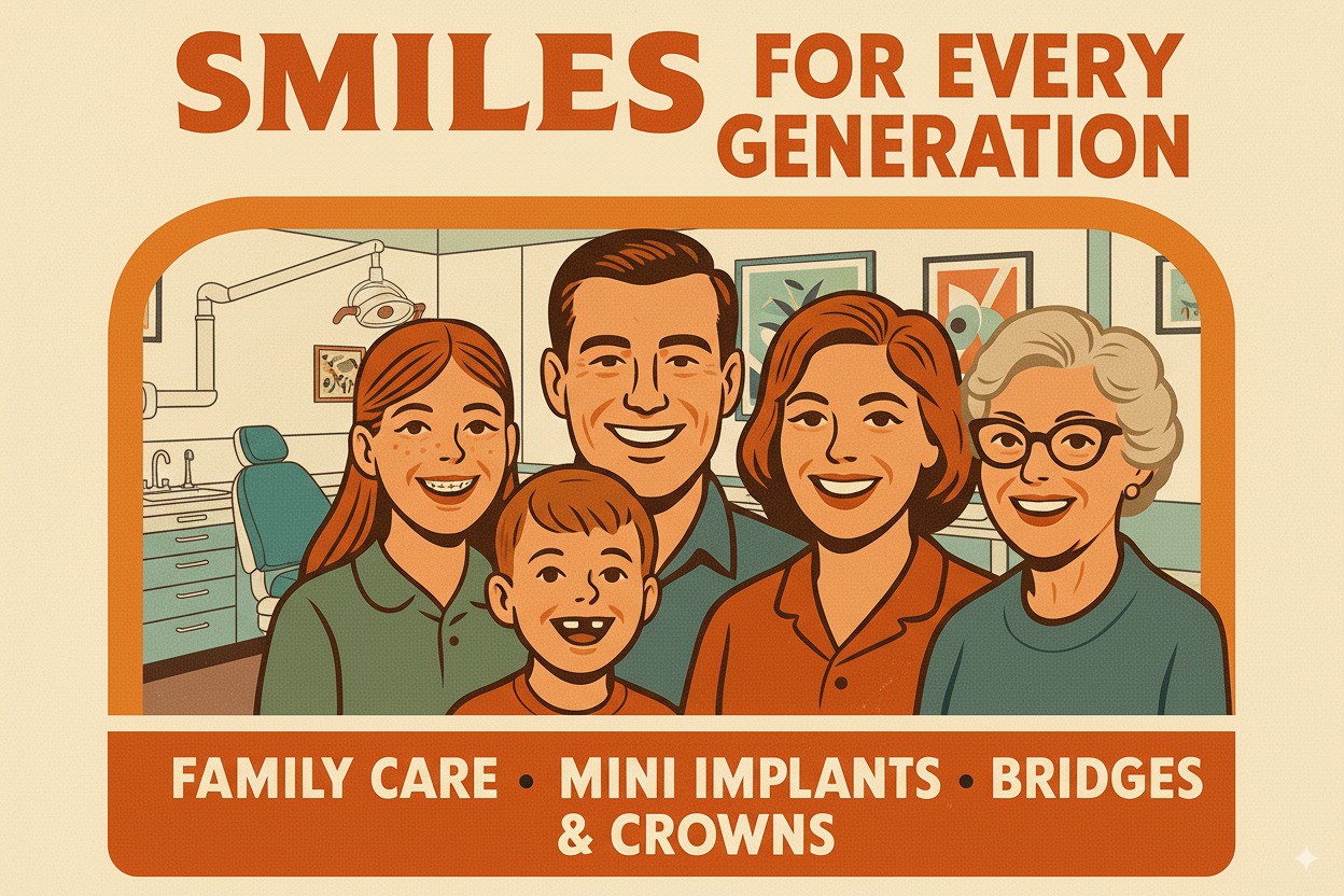 Mini dental implants Anaheim - Smiles for every generation with family care, crowns and bridges at Selman Family Dentistry